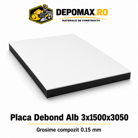 Placa BOND alb 3mm, 1500x3050mm, aluminiu 0.15mm